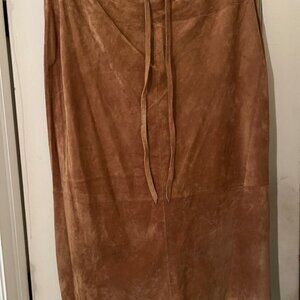 RALPH LAUREN SUEDE 22W MIDI SKIRT MAX WAIST 42 INCHES CAMEL TAN